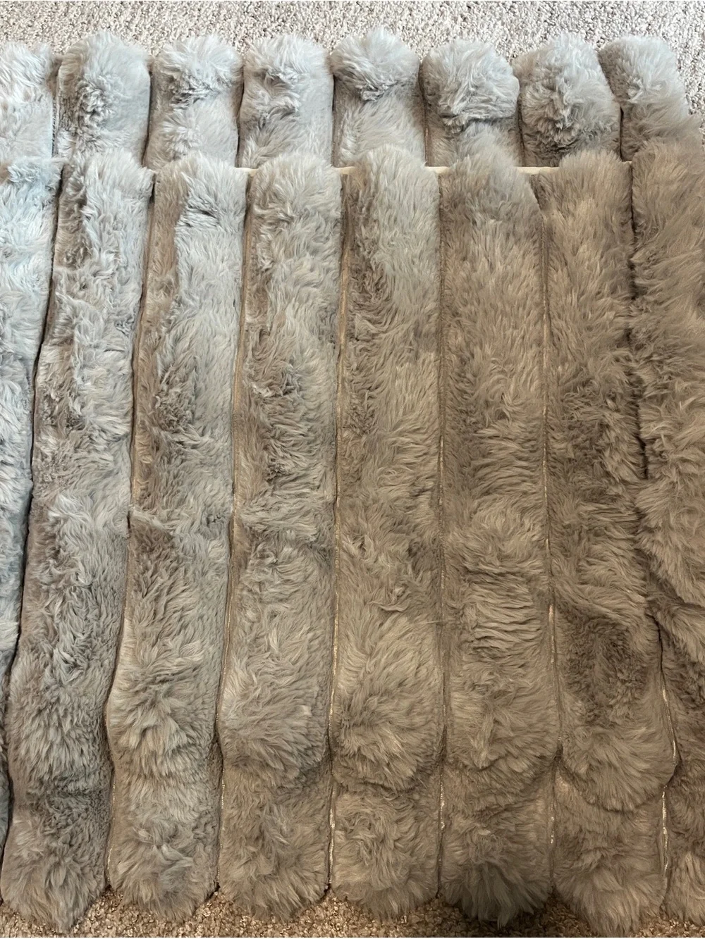 Grey Faux Fur Cozy Soft Striped Decorative Throw Pillow Covers 20x20 set of 2